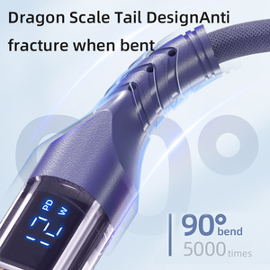 Cable USB-A a Lightning de Carga Rápida de 12W 6A con Pantalla LED Inteligente, Cabeza Transparente, Trenzado de Nailon, Conductor de Cobre Puro, Sincronización de Datos - Product Image 5