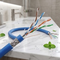 SFTP 0.5Mm Cat5e Indoor 24awg 26awg 2 Pair STP Solid Bare Copper Cat 5e Lan Kabel 4 Pasang