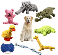 Jouets de dentition pour chien résistants aux morsures, ensemble de balles en corde de coton nouées, jouets interactifs en peluche couineurs, cordes à mâcher pour la dentition