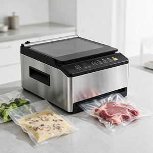 Scelleuse sous vide alimentaire commerciale à double chambre externe pour aliments secs, humides et liquides, compatible avec les sacs en aluminium gaufrés et lisses - Product Image 1