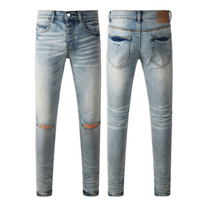 Jorts Personalizzati da <span class=keywords><strong>Uomo</strong></span>, <span class=keywords><strong>Jeans</strong></span> in Denim Lavato e Strappato, <span class=keywords><strong>Jeans</strong></span> Slim Fit <span class=keywords><strong>Leggeri</strong></span> con Strass - Product Image 1