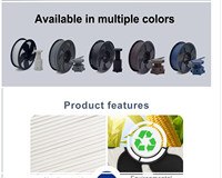 Filamento de Impresora 3D Antinsky PLA CF de Fibra de Carbono Resistente, Alta Tenacidad, Alta Resistencia, Plástico Reforzado 100% Virgen, 1.75mm