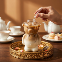 Tasse en verre borosilicate soufflé à la main, verre à boire réutilisable en forme d'ours en peluche, mug en verre pour la décoration de fête et de la maison