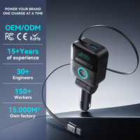 Lecteur MP3 pour voiture avec Bluetooth et chargeur de voiture rétractable 72W pour la diffusion de musique sans fil et les appels mains libres dans les véhicules