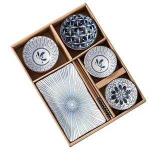 Japanese Style High Quality Ceramic Dinnerware Set Blue-and-<b>white</b> <b>Gift</b> <b>Box</b> Packing Business <b>Gift</b> Microwave Safe Dishwasher Safe - Product Image 1