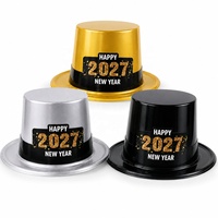 Neue Gold Silber Schwarz Silvester Glänzende Metallische Partyhüte Hochglanz 2027 Neujahrshüte für Neujahrs-Kostümparty
