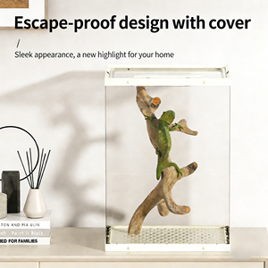 Terrario Trasparente per Allevamento Rettili con Ventole di Ventilazione per <span class=keywords><strong>Geco</strong></span> <span class=keywords><strong>Leopardino</strong></span> Crestato, Rana da Albero e Piccoli Animali Domestici - Facile Osservazione - Product Image 4