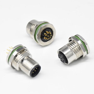 M12 Bảng điều khiển gắn kết nối DIN loại <span class=keywords><strong>IP67</strong></span> không thấm nước 5/8/12/4 pin phía trước/trở lại khóa nam nữ đựng Hàn/PCB tương thích - Product Image 2