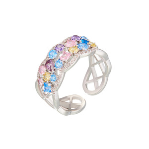 Micro Set Zircon Colored Open <b>Ring</b> Geometric Hollow Adjustable Index <b>Finger</b> <b>Ring</b> Everyday Wear - Product Image 5