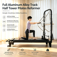 Reformer Pilates Léger en Aluminium Intégral avec Rails Demi-Trapeze, Lit de Pilates Robuste pour Entraînement de Base en Studio