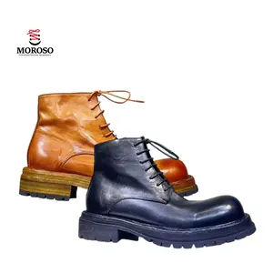 Nuevo estilo Goodyear Welted Bota de cuero formal hecha a mano para hombre Botas de piel de caballo lavadas importadas BOTAS PERSONALIZADAS