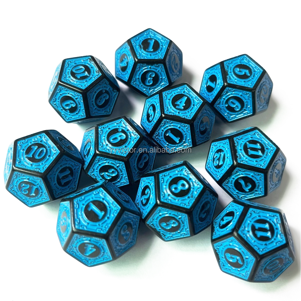 D12 unique rétro noir avec bleu