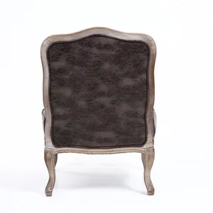 5KS24507-17 Sillón de dormitorio relajante sillas de trono Sillón reclinable de madera de caucho Tela de lámina gris Sofá individual Silla