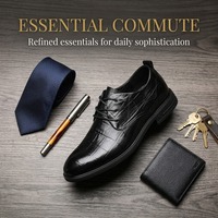 Chaussures habillées Derby pour hommes en cuir véritable noir gaufré de haute qualité, flexibles et antidérapantes, idéales pour le bureau