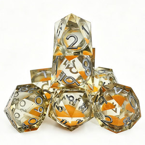 High Clarity Sharp Edge Orange Liquid Sand DND Game <b>Dice</b> Smooth Hand Polished Surface For D&D Pathfinder COC - Product Image 2