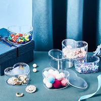 Boîtes de présentation de bijoux en cristal en forme de cube, boîte à bonbons en acrylique transparente en forme de cœur avec couvercle, boîte d'emballage en acrylique en forme de cœur
