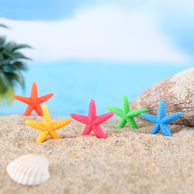 Plastic Starfish Model Miniatures Small Figurines Seaside Beach Tiny Starfish DIY Terrarium Decor Micro Landscape Ornament