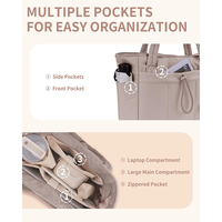 Sac fourre-tout quotidien pour femme avec compartiment intégré pour ordinateur portable, poche pour trolley, poche arrière zippée discrète, sac à main léger multi-poches personnalisable