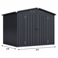 Abri à outils galvanisé à double porte 8*6 pieds, résistant aux intempéries et à la corrosion, pour le rangement extérieur dans la cour