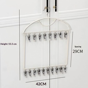 Space-Saving 18-<strong>Clip</strong> Garment <strong>Hanger</strong> 2 Rows Vinyl-Coated <strong>Clips</strong> for Socks &amp; Scarves, Easy Hook for Closet, Door&amp;Dorm Organization - Product Image 6