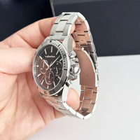 Jam Tangan Kronograf Pria Valerius Gelang Baja Tahan Karat Perak Dial Biru Tua Tanggal Jam Tangan Pria Quartz