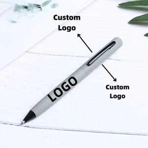 Custom Logo Promotional Hotel Simple Metal Frosted Soft Rubber Twisted Boligrafos Stylo Ball Point <b>Ballpoint</b> <b>Pens</b> - Product Image 2
