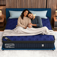 Matelas de luxe pour hôtel, double, orthopédique, en mousse à mémoire de forme, hybride, en tissu, taille King, emballé sous vide dans une boîte, ressorts ensachés compressés