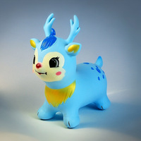 Caballo Saltador Inflable para Niños, Juguete de PVC con Diseño de Ciervo de Dibujos Animados, Grueso y Seguro, para Edades de 0 a 24 Meses