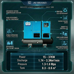 Compresor de Aire de Tornillo Rotativo <span class=keywords><strong>JM</strong></span> 16bar CE 4 en 1 con PLC, 15KW, 22KW, 37KW, Secador de Aire para Corte Láser, Tanque de 300L, 460L, 800L - Product Image 6