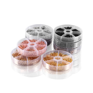 Anneaux de jonction en alliage pour la fabrication de bracelets, ronds, plaqués, plusieurs tailles, emballage en boîte KT0013 - Product Image 1