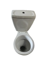 GREPL WC moderne deux pièces à double chasse, siphon en S, en céramique blanche, avec couvercle de siège en PP, fonction de lavage des fesses, à poser au sol, pour hôtels