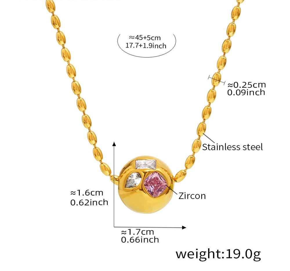 Collier de perles de riz diamant rose 45 + 5cm