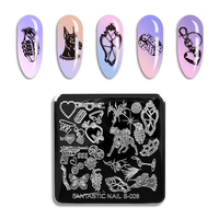 Plaque d'estampage d'ongle de transfert de motif Animal pour manucure, bricolage, 6x6cm plaque d'estampage d'art d'ongle