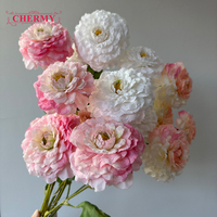 Dekorasi Pernikahan DC099 Laris Manis 6 Tangkai Bunga Peony Oranye Bunga Artificial Bunga Sutra Grosir