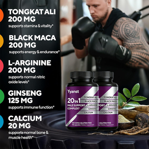 Cápsulas Antioxidantes de Raíz de Maca Negra Tongkat Ali 20 en 1 OEM/ODM para Hombres Adultos - Apoya el Control de Energía, el Sistema Inmunológico y la Salud - Product Image 5