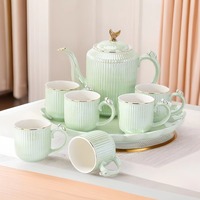 Cremefarbenes Trinkbecher-Set für Zuhause, Wohnzimmer-Couchtisch, hochwertige Keramiktassen, Tassenhalter, Teeservice