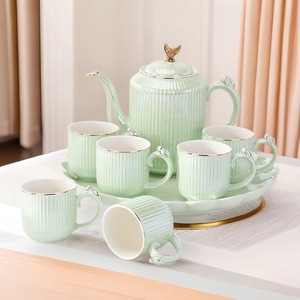 Cream-style drinking cup home <b>set</b>, living room coffee table, high-end ceramic cups, cup holder, tea <b>set</b> - Product Image 3