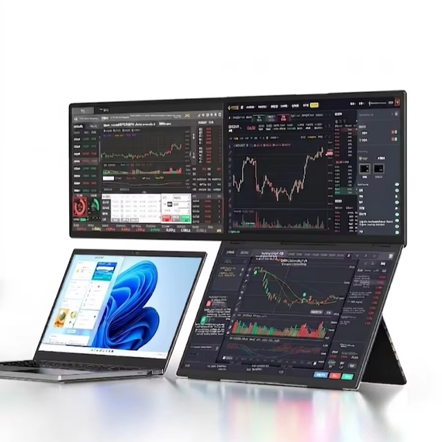 Triple Screen 16 Inch IPS LED Portable Monitor with 1 Cable for 3 Displays Type-C Quad Screen Laptop Compatible