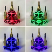 Présentoir à Bouteilles LED en Métal Forme Diamant, Vente Directe, Bar KTV, Plateau à Vin Deux Styles, Support 5L, Affichage LED, Décorations de Fête