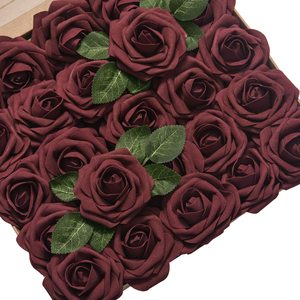BH220323-1 Розы Искусственные цветы розы набор «сделай сам» для свадебного букета, украшения в виде центральных цветочный 25 шт. реалистичные пыльно-ГОЛУБОЙ 12 коробок - Product Image 4