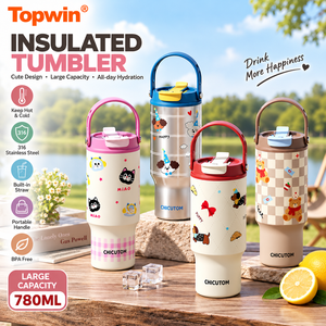 780ml Cartoon Insulated Tumbler with Straw Handle 316 Stainless Steel Large Capacity TravelWater Bottle for <b>Car</b> - Product Image 1
