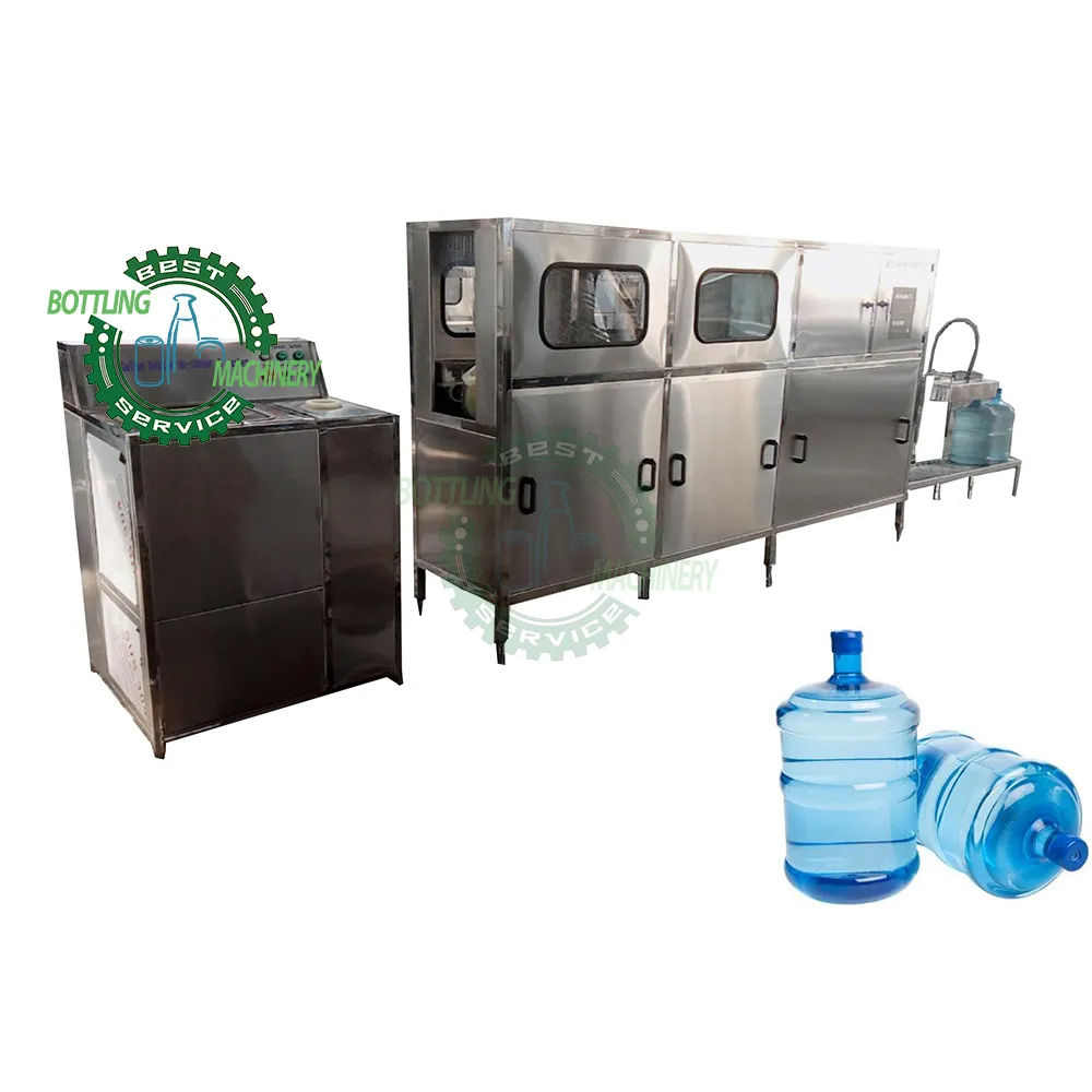 QGF-120 18.9L 19L 20L container drum 5 gallon bottle mineral pure water filling press capping machine with washer and de-capper