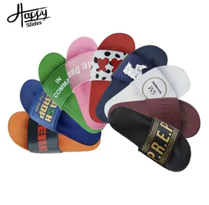 Mode Bont Slippers Met Aangepaste Logo, Aangepaste Logo Slippers Mannen Effen Blanco Dia Sandaal, Slippers Aangepaste Logo Slider