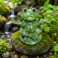 Statue de grenouille en jade Xiuyan naturel sculptée à la main, motif feuille de lotus, sculpture animale, ornement artisanal en cristal pour la maison, vente en gros