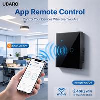 Interrupteur mural tactile intelligent Tuya WiFi AC220V avec panneau en verre facile à nettoyer, compatible Alexa Google Home, pour LED 5-300W, nécessitant une fil neutre