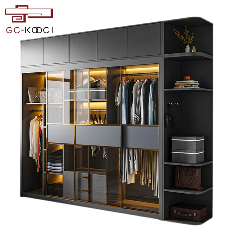 Móveis do quarto personalizado armário guarda-roupa parede design moderno caminhada no armário guarda-roupa
