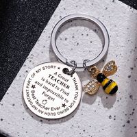 2022 nouvelles femmes heureux en acier inoxydable porte-clés abeille enseignant appréciation métal porte-clés cadeaux de fête des enseignants