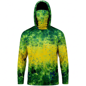 Veste de pêche à capuche pour homme à imprimé géométrique UPF50 anti-UV à manches longues en polyester pour activités de plein air - Product Image 1