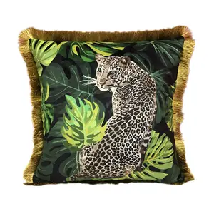 50*50 quadrato della stampa del leopardo animale Cuscino Sedia Cuscino Divano Decorativo morbido tessuto in velluto cuscino del collo di viaggi hotel shell