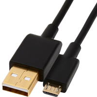 Kabel Pengisian Cepat USB 2.0 A-Male ke Micro B 3A 10 Kaki Hitam
